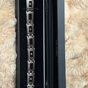Macy's Silver and Black Men's Bracelet